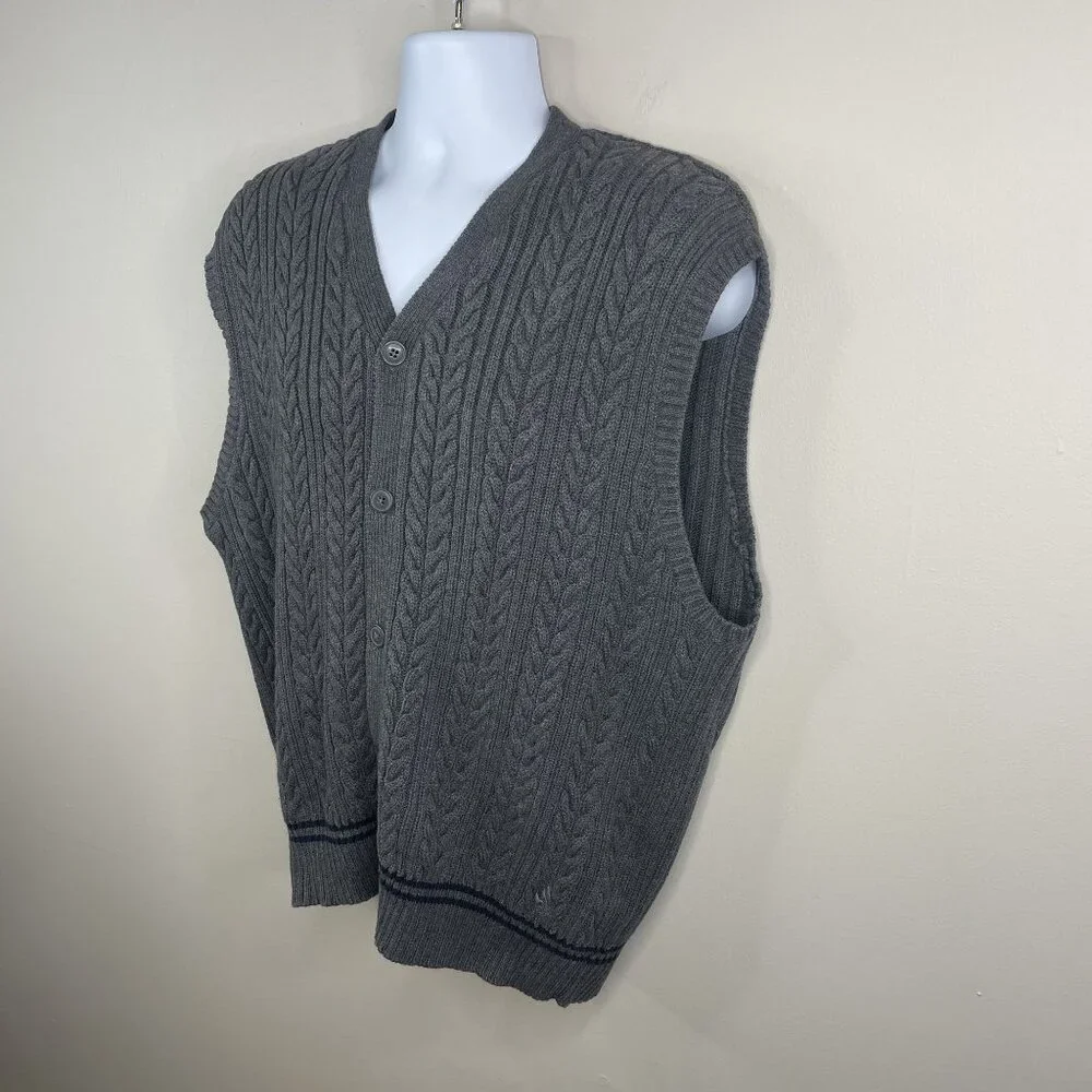 Vintage Heritage Preppy Cable Knit Sweater Vest XLarge Chunky Old Money Indie